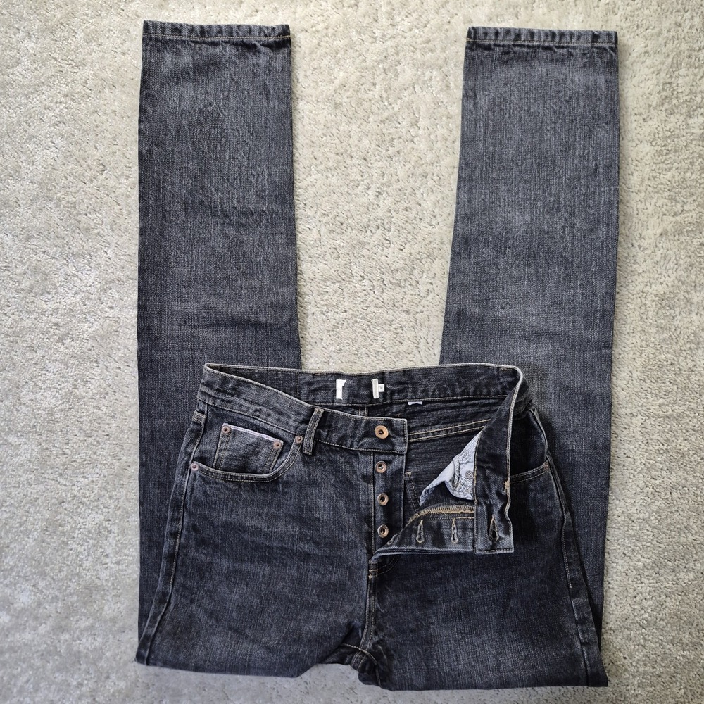 Taylor Stitch Selvedge Jeans Mens 30/34 Faded Black Slim Straight 80s Rock Punk